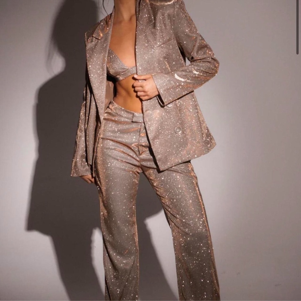 SLA The Label Bronze Glitter Suit Size S US 6 nwot